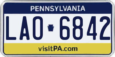 PA license plate LAO6842