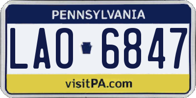 PA license plate LAO6847