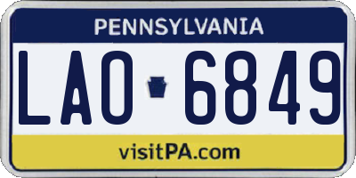PA license plate LAO6849