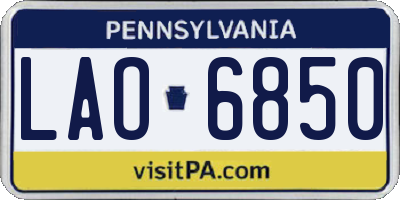 PA license plate LAO6850