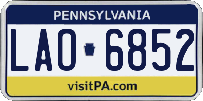 PA license plate LAO6852