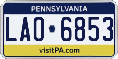 PA license plate LAO6853