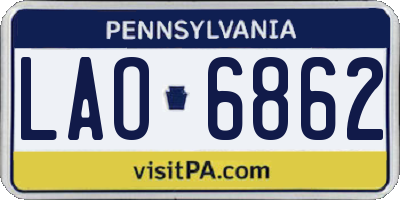 PA license plate LAO6862