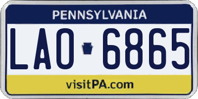 PA license plate LAO6865