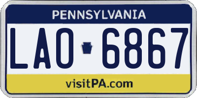 PA license plate LAO6867