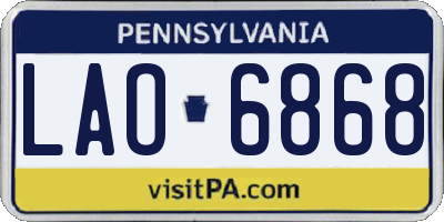 PA license plate LAO6868