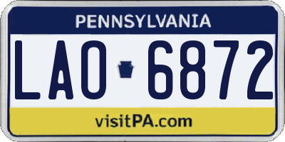 PA license plate LAO6872