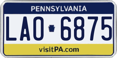 PA license plate LAO6875