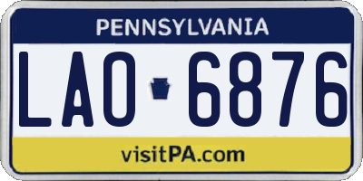 PA license plate LAO6876