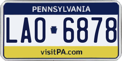 PA license plate LAO6878