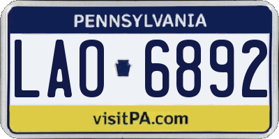 PA license plate LAO6892