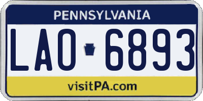 PA license plate LAO6893