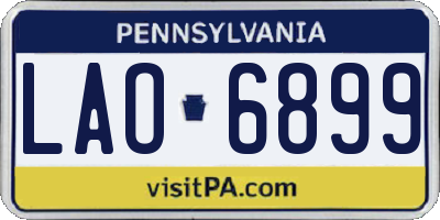 PA license plate LAO6899