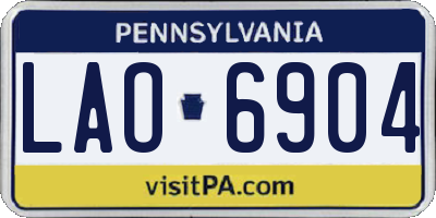 PA license plate LAO6904