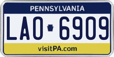 PA license plate LAO6909