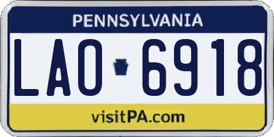 PA license plate LAO6918