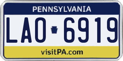 PA license plate LAO6919