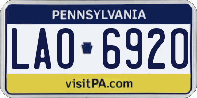 PA license plate LAO6920