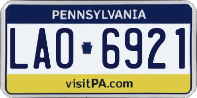 PA license plate LAO6921