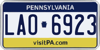 PA license plate LAO6923