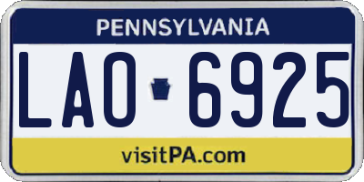 PA license plate LAO6925