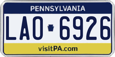 PA license plate LAO6926