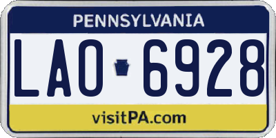PA license plate LAO6928