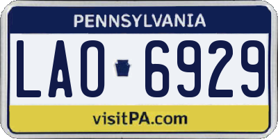 PA license plate LAO6929
