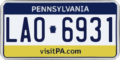 PA license plate LAO6931