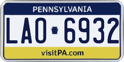 PA license plate LAO6932
