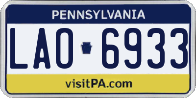 PA license plate LAO6933