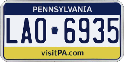 PA license plate LAO6935