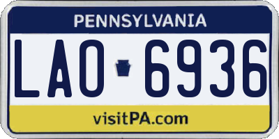 PA license plate LAO6936