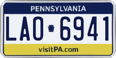 PA license plate LAO6941