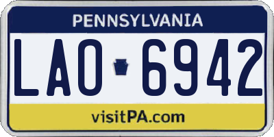 PA license plate LAO6942
