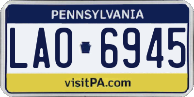 PA license plate LAO6945