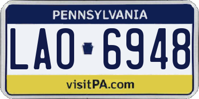 PA license plate LAO6948