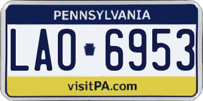 PA license plate LAO6953