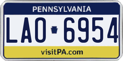 PA license plate LAO6954