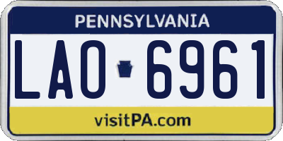 PA license plate LAO6961