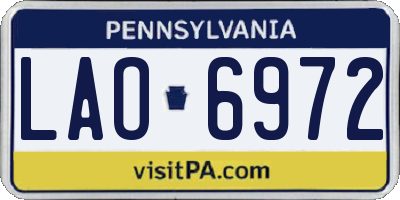 PA license plate LAO6972