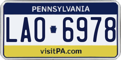 PA license plate LAO6978
