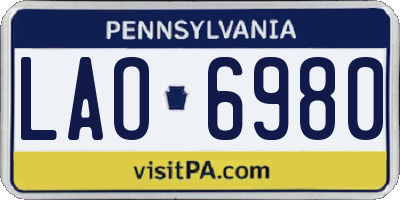 PA license plate LAO6980