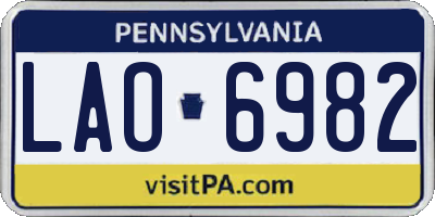 PA license plate LAO6982