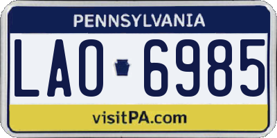 PA license plate LAO6985
