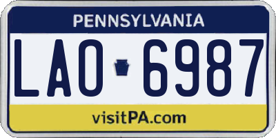 PA license plate LAO6987