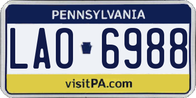 PA license plate LAO6988