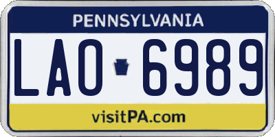 PA license plate LAO6989