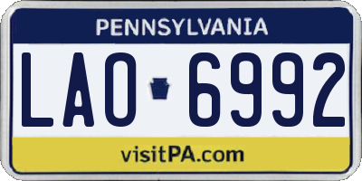 PA license plate LAO6992