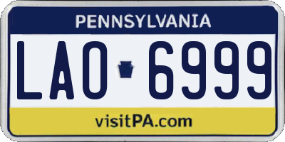 PA license plate LAO6999